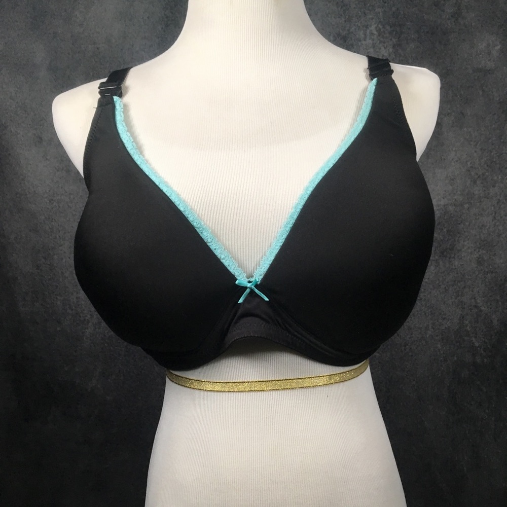Black Nursing Bra with Teal Detail 40DD